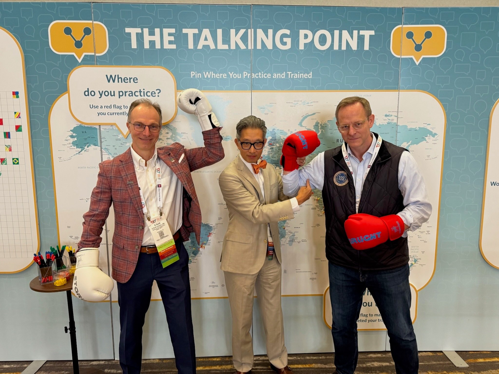 Group in boxing gloves at the Talking Point