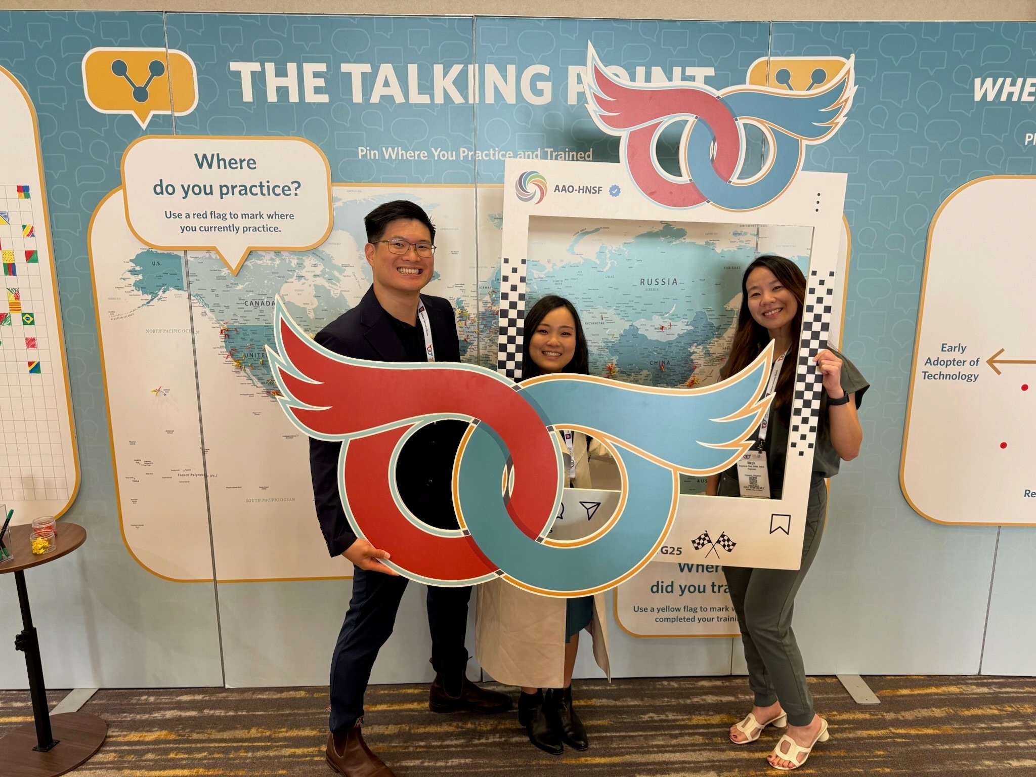 People holding props at the Talking Point